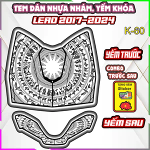 Bộ Tem Dán Yếm Khóa Nhựa Nhám LEAD 2017 - 2024 Trang Trí Chống Trầy Decal Dán Nhãn Thời Trang Lead