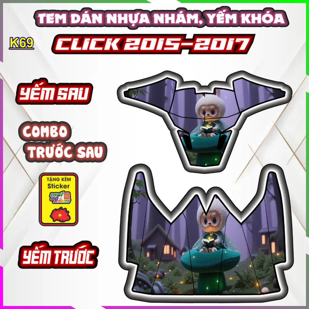 Bộ Tem Dán Yếm Khóa Nhựa Nhám Click 2015-2017 Trang Trí Chống Trầy Decal Dán Nhãn Thời Trang Trí Chống Trầy
