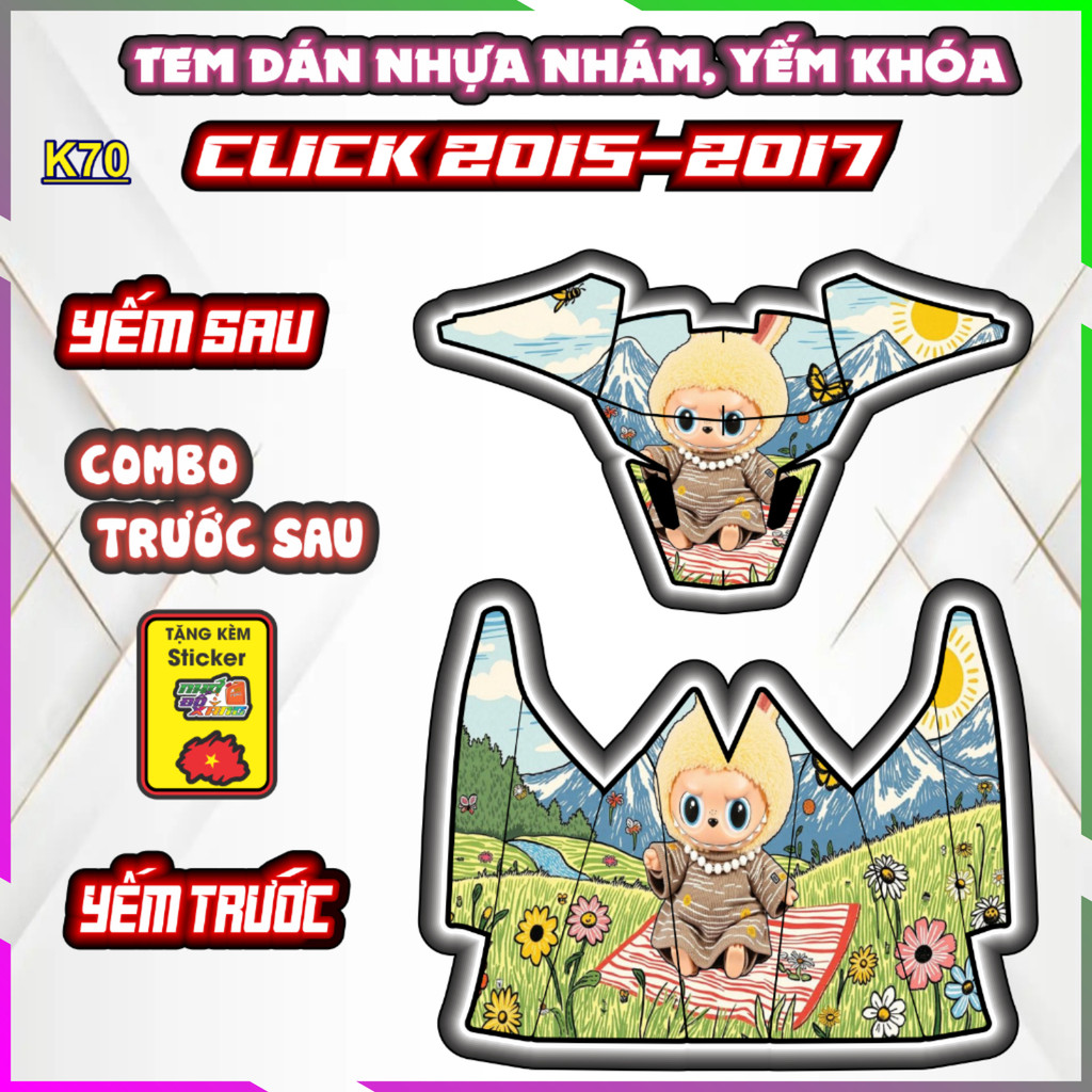 Bộ Tem Dán Yếm Khóa Nhựa Nhám Click 2015-2017 Trang Trí Chống Trầy Decal Dán Nhãn Thời Trang Trí Chống Trầy