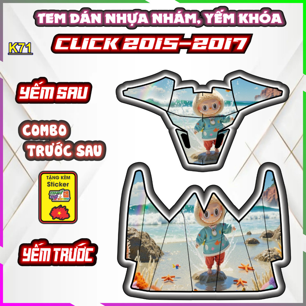 Bộ Tem Dán Yếm Khóa Nhựa Nhám Click 2015-2017 Trang Trí Chống Trầy Decal Dán Nhãn Thời Trang Trí Chống Trầy
