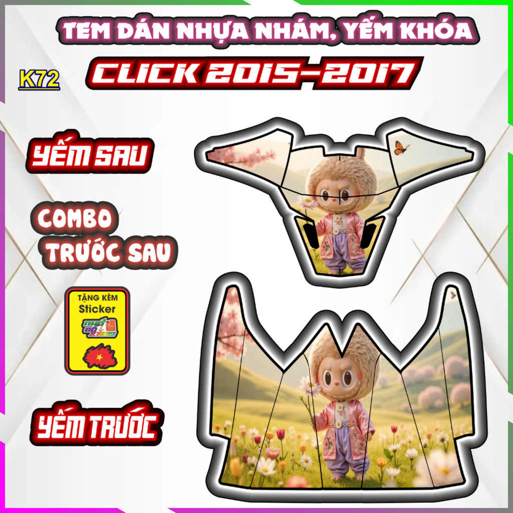Bộ Tem Dán Yếm Khóa Nhựa Nhám Click 2015-2017 Trang Trí Chống Trầy Decal Dán Nhãn Thời Trang Trí Chống Trầy