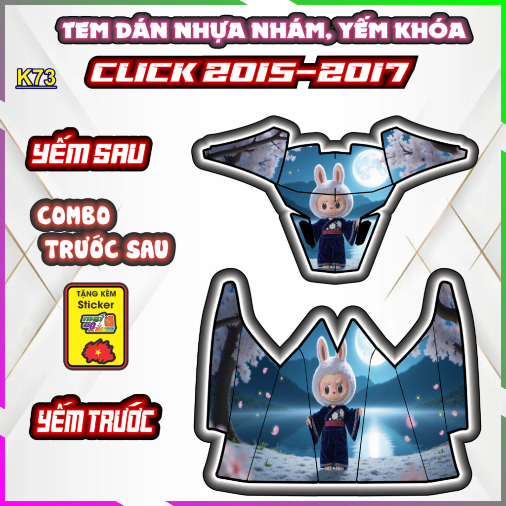 Bộ Tem Dán Yếm Khóa Nhựa Nhám Click 2015-2017 Trang Trí Chống Trầy Decal Dán Nhãn Thời Trang Trí Chống Trầy