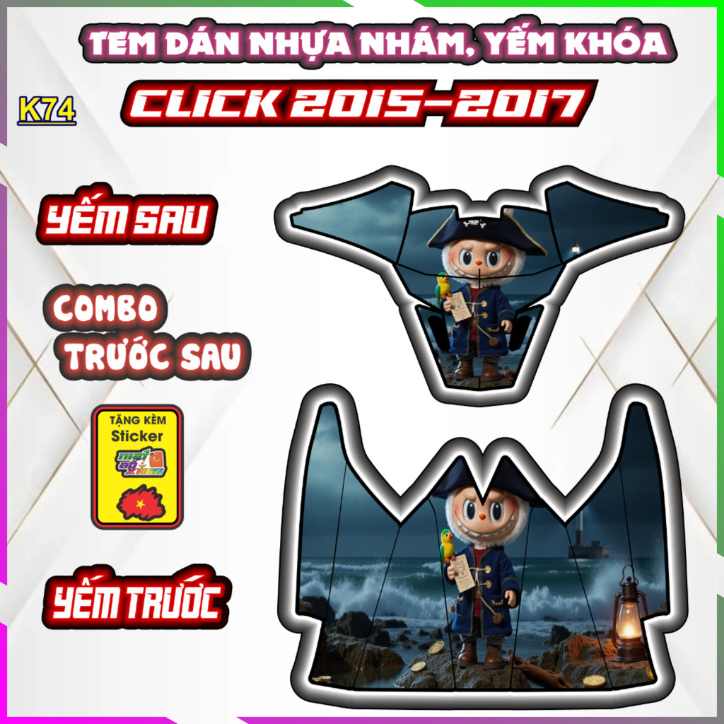 Bộ Tem Dán Yếm Khóa Nhựa Nhám Click 2015-2017 Trang Trí Chống Trầy Decal Dán Nhãn Thời Trang Trí Chống Trầy