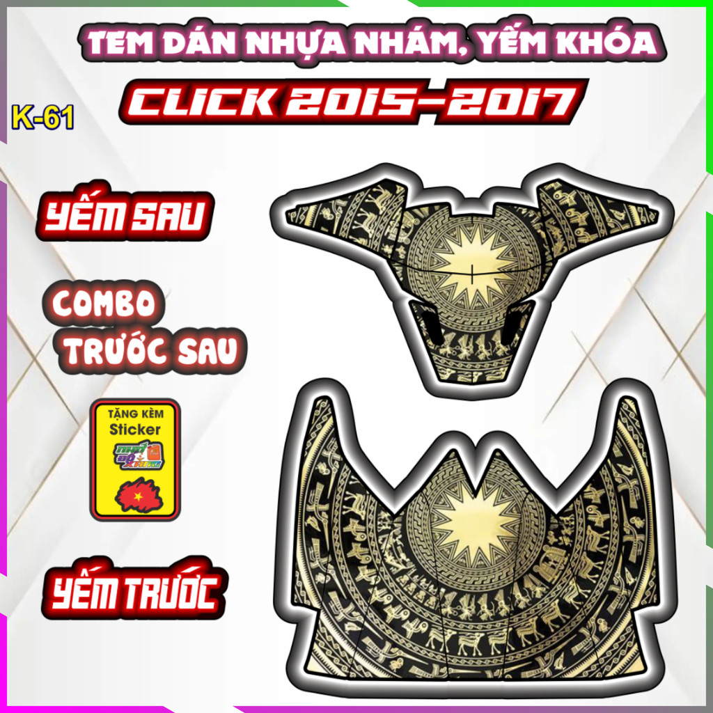 Bộ Tem Dán Yếm Khóa Nhựa Nhám Click 2015-2017 - Trang Trí Chống Trầy Decal Dán Nhãn Thời Trang