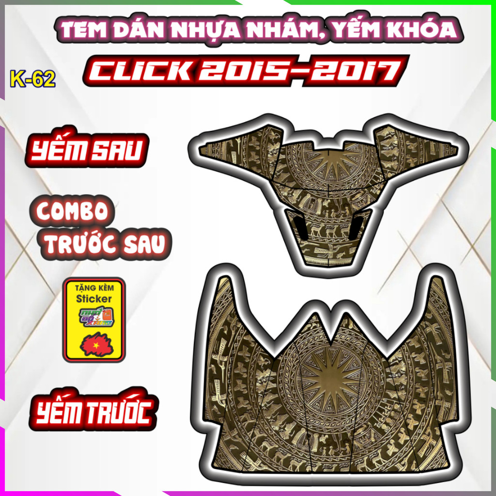 Bộ Tem Dán Yếm Khóa Nhựa Nhám Click 2015-2017 - Trang Trí Chống Trầy Decal Dán Nhãn Thời Trang
