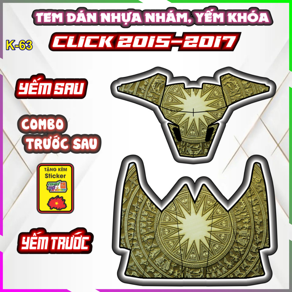 Bộ Tem Dán Yếm Khóa Nhựa Nhám Click 2015-2017 - Trang Trí Chống Trầy Decal Dán Nhãn Thời Trang