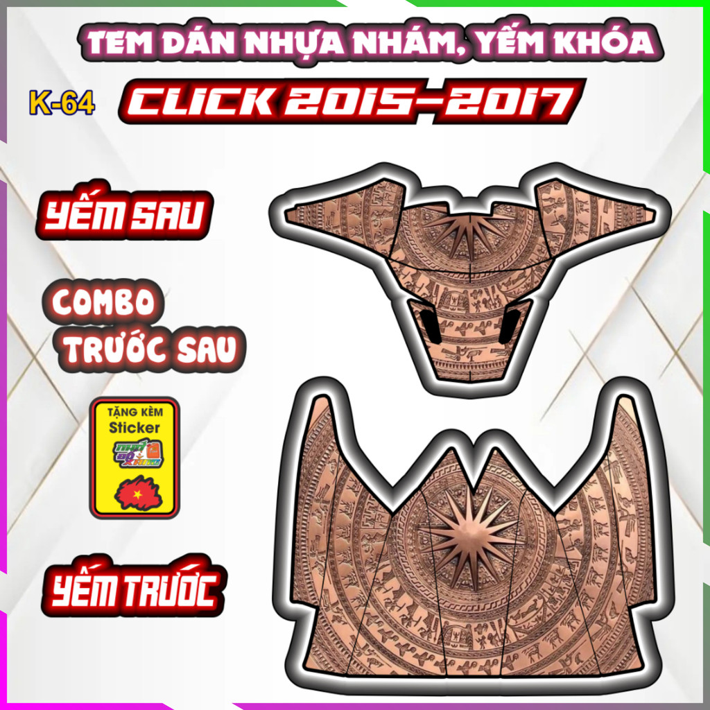 Bộ Tem Dán Yếm Khóa Nhựa Nhám Click 2015-2017 - Trang Trí Chống Trầy Decal Dán Nhãn Thời Trang