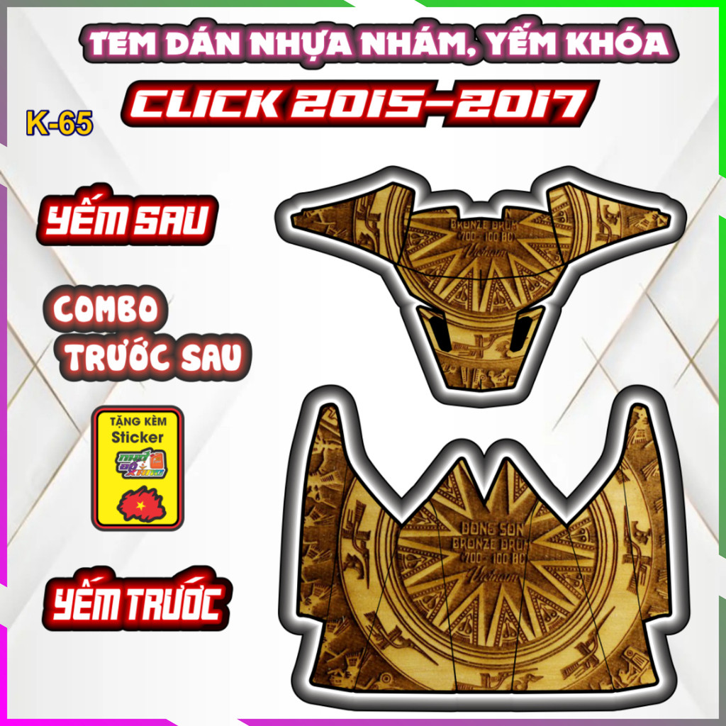 Bộ Tem Dán Yếm Khóa Nhựa Nhám Click 2015-2017 - Trang Trí Chống Trầy Decal Dán Nhãn Thời Trang