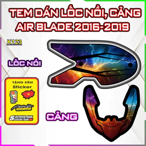 Bộ Tem Dán Lốc Nồi Cảng AB 2016-2019 Trang Trí Che Trầy, Nhãn Dán Decal Chất Lượng Cao AIR BLADE