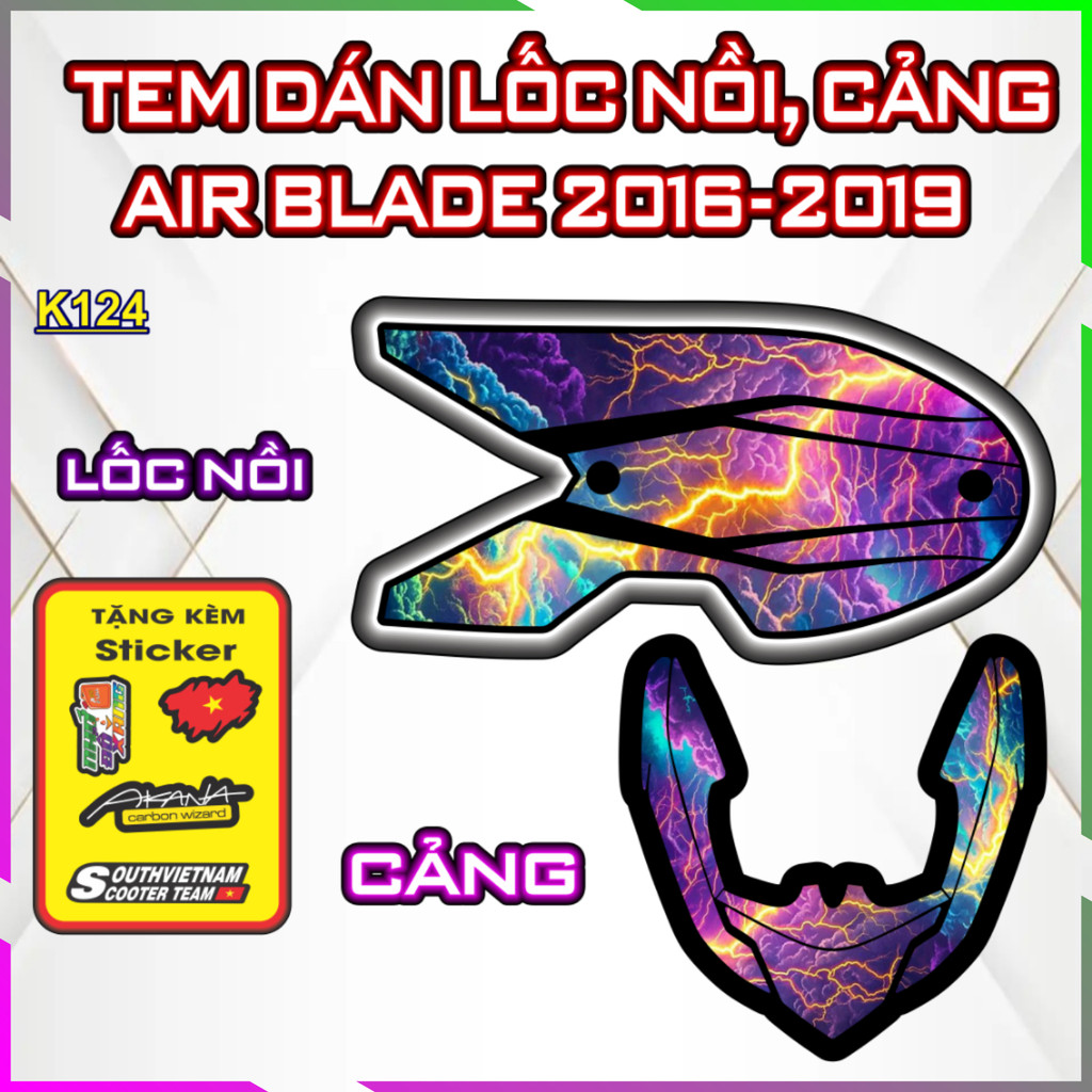 Bộ Tem Dán Lốc Nồi Cảng AB 2016-2019 Trang Trí Che Trầy, Nhãn Dán Decal Chất Lượng Cao AIR BLADE