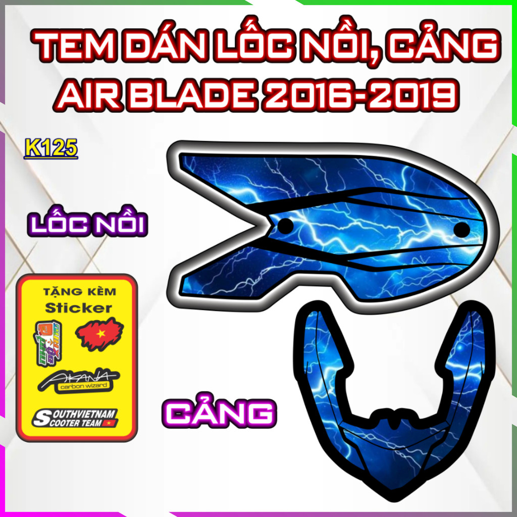 Bộ Tem Dán Lốc Nồi Cảng AB 2016-2019 Trang Trí Che Trầy, Nhãn Dán Decal Chất Lượng Cao AIR BLADE