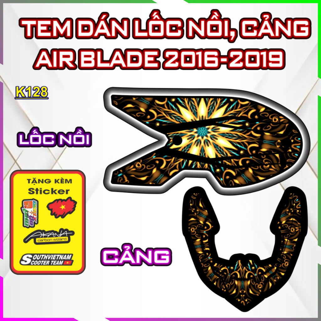 Bộ Tem Dán Lốc Nồi Cảng AB 2016-2019 Trang Trí Che Trầy, Nhãn Dán Decal Chất Lượng Cao AIR BLADE