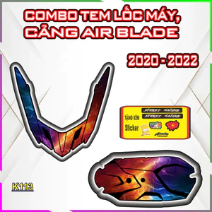 Bộ Tem Dán Lốc Nồi Cảng AIR BLADE 2020-2022Trang Trí Che Trầy, Nhãn Dán Decal Chất Lượng Cao AB