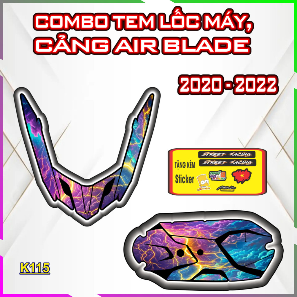 Bộ Tem Dán Lốc Nồi Cảng AIR BLADE 2020-2022Trang Trí Che Trầy, Nhãn Dán Decal Chất Lượng Cao AB