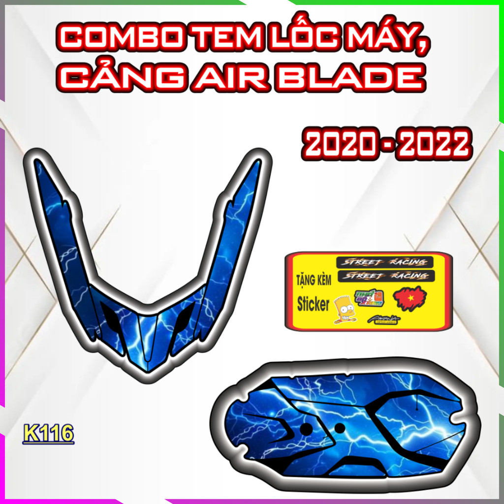 Bộ Tem Dán Lốc Nồi Cảng AIR BLADE 2020-2022Trang Trí Che Trầy, Nhãn Dán Decal Chất Lượng Cao AB