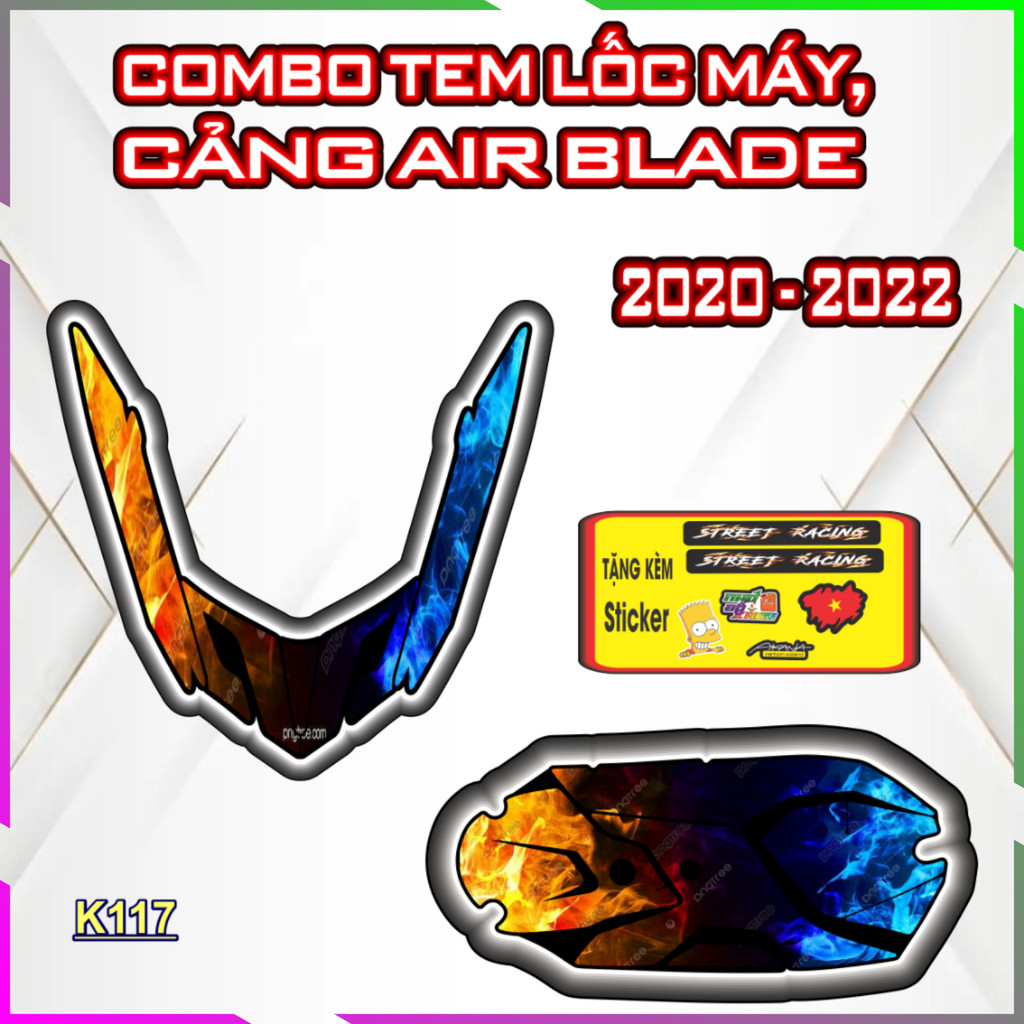 Bộ Tem Dán Lốc Nồi Cảng AIR BLADE 2020-2022Trang Trí Che Trầy, Nhãn Dán Decal Chất Lượng Cao AB