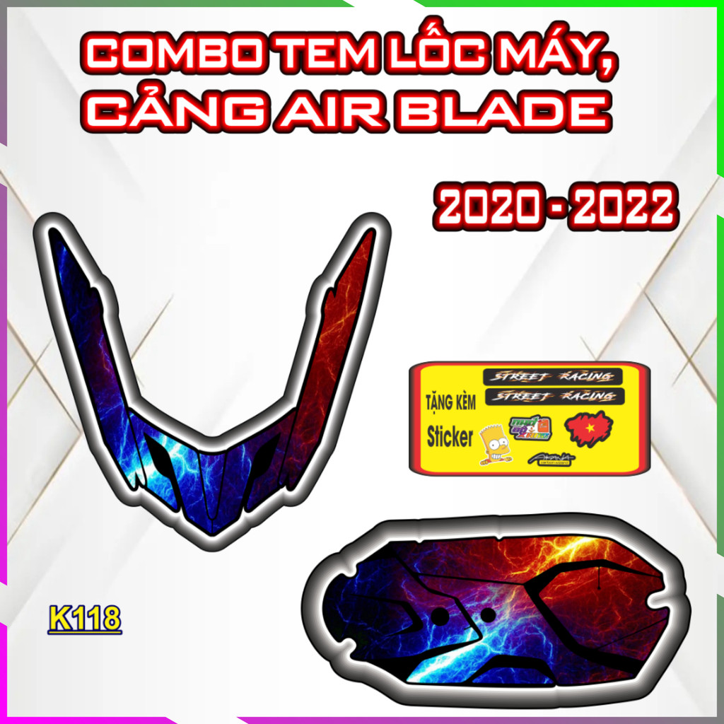 Bộ Tem Dán Lốc Nồi Cảng AIR BLADE 2020-2022Trang Trí Che Trầy, Nhãn Dán Decal Chất Lượng Cao AB