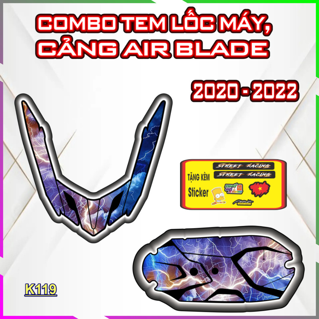 Bộ Tem Dán Lốc Nồi Cảng AIR BLADE 2020-2022Trang Trí Che Trầy, Nhãn Dán Decal Chất Lượng Cao AB