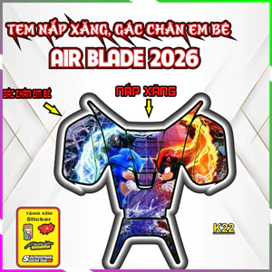 Nhãn Dán Trang Trí Nắp Xăng gác chân em bé Air Blade AB 2026- Bảo Vệ Chống Trầy Xước