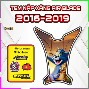 Tem Dán Nắp Xăng Airblade AB 2016-2019 - Trang Trí Chống Trầy Gấu Dâu, Decal Nhãn Dán Chất Lượng