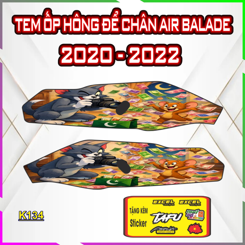 Tem Dán Nhựa Nhám Ốp Hông Đế Chân AIR BLADE Đời 2020-2022 Trang Trí Chống Trầy Tăng Thẩm Mỹ , tạo điểm nhấn