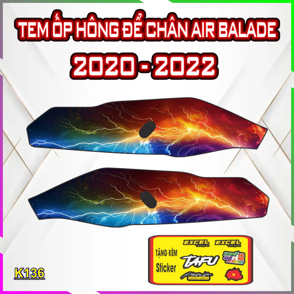 Tem Dán Nhựa Nhám Ốp Hông Đế Chân AIR BLADE Đời 2020-2022 Trang Trí Chống Trầy Tăng Thẩm Mỹ , tạo điểm nhấn
