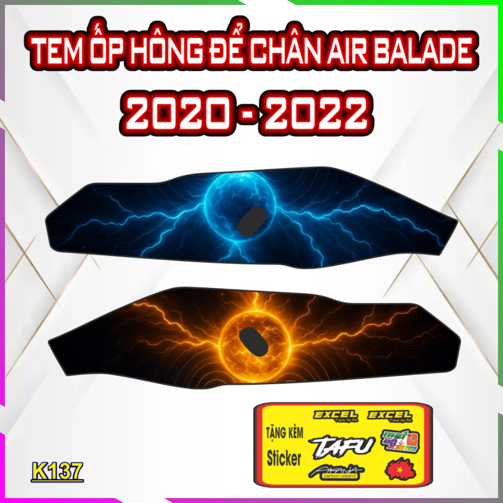 Tem Dán Nhựa Nhám Ốp Hông Đế Chân AIR BLADE Đời 2020-2022 Trang Trí Chống Trầy Tăng Thẩm Mỹ , tạo điểm nhấn