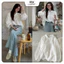 Áo sơ mi nữ cổ sen phối ren dáng rộng tay bồng DIA SHIRT