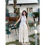 Set bộ thời trang Nữ mặc đi chơi áo yếm kẻ sọc cột dây sau hở lưng sexy đính nơ trước phối quần đũi dài rộng lai bèo ống