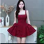 Đầm mini thời trang Nữ 2 dây mảnh mai chất xược hàn đính nơ eo váy xòe bay bổng kèm quần có mocking sau hiện đại