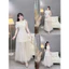 Đầm thời trang Nữ thanh tao nhã nhặn chất ren sang xịn lệch vai đính hoa phối tùng phủ lưới dài xòe bay bổng