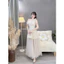 Đầm thời trang Nữ thanh tao nhã nhặn chất ren sang xịn lệch vai đính hoa phối tùng phủ lưới dài xòe bay bổng