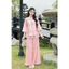 Set bộ đồ lam áo gấm phối lót tơ nến kèm quần dài lụa