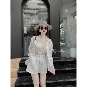 Set đồ nữ đi biển du lịch chất đũi kèm bra cưng xỉu