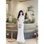 Đầm váy nữ thiết kế 4 màu hiện đại thanh lịch chất ren tay loe cổ tròn kèm áo trong 2 dây có dây hoa eo dáng dài ôm body