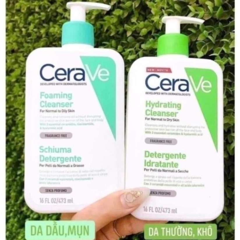[Shop Mall] Sữa Rửa Mặt CERAVE Foarming & Hydrating Facial Cleanser Sạch Sâu, Dưỡng Ẩm 236ML 473ML