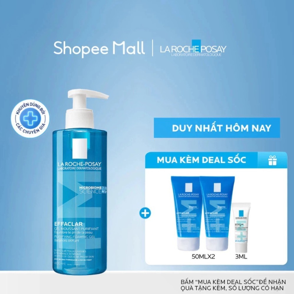 [Shop Mall] Sữa Rửa Mặt Tạo Bọt La Roche Posay Effaclar Foarming Gel 400ml và 200ml Sona