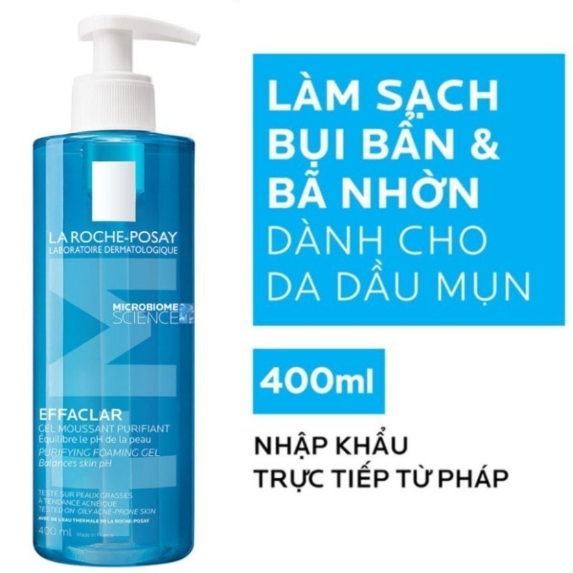 [Chính Hãng] Sữa Rửa Mặt Tạo Bọt La Roche Posay Effaclar Foarming Gel 400ml và 200ml Sola