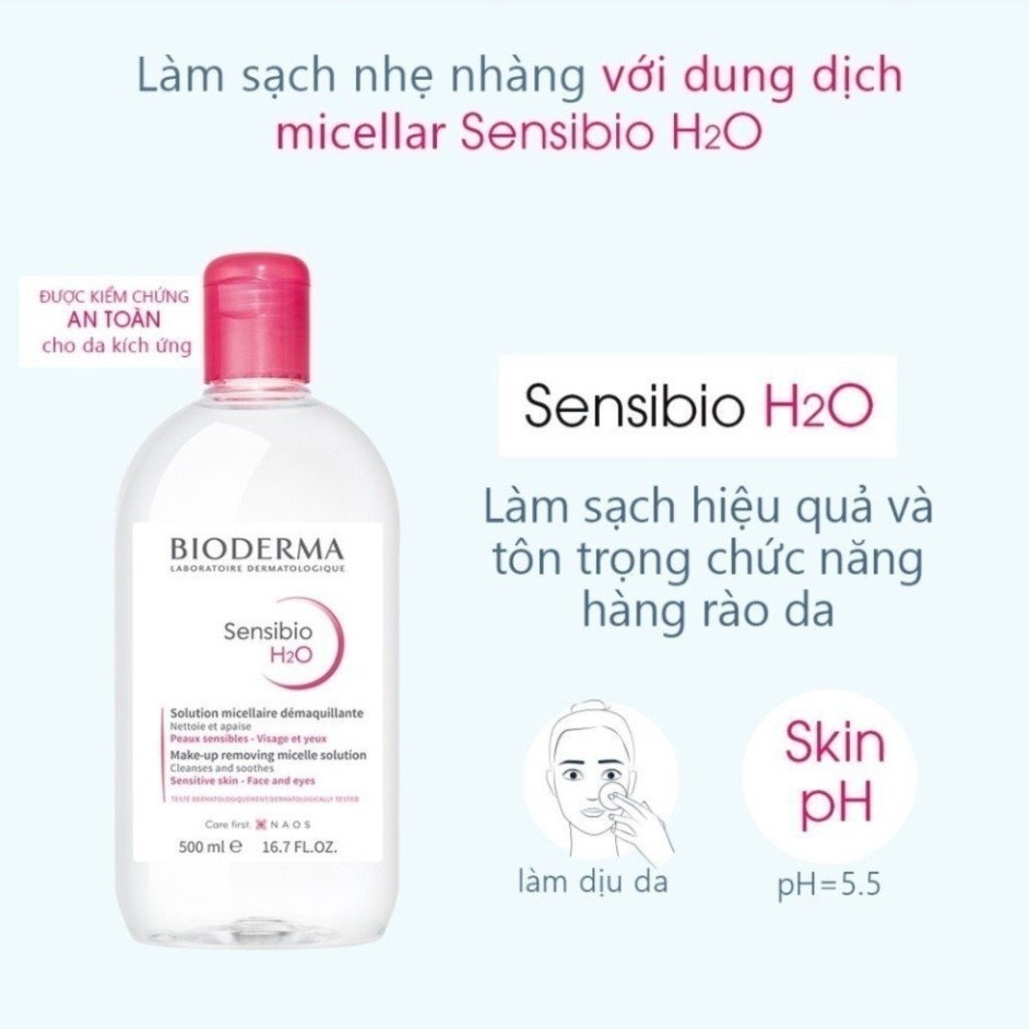 Nước Tẩy trang Bioderma Sensibio + Sebium H2O Sạch Sâu, Dịu Nhẹ Cho Da Nhạy Cảm, Da Dầu 100ml 500mlCo Co Shop