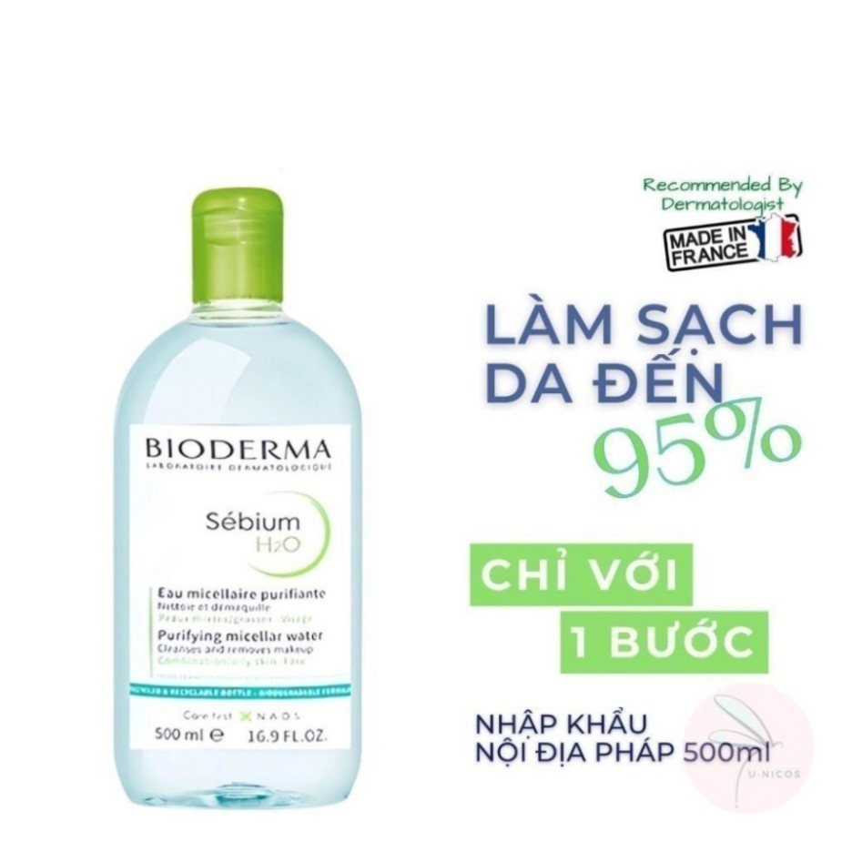 Nước Tẩy trang Bioderma Sensibio + Sebium H2O Sạch Sâu, Dịu Nhẹ Cho Da Nhạy Cảm, Da Dầu 100ml 500ml Sola Shop