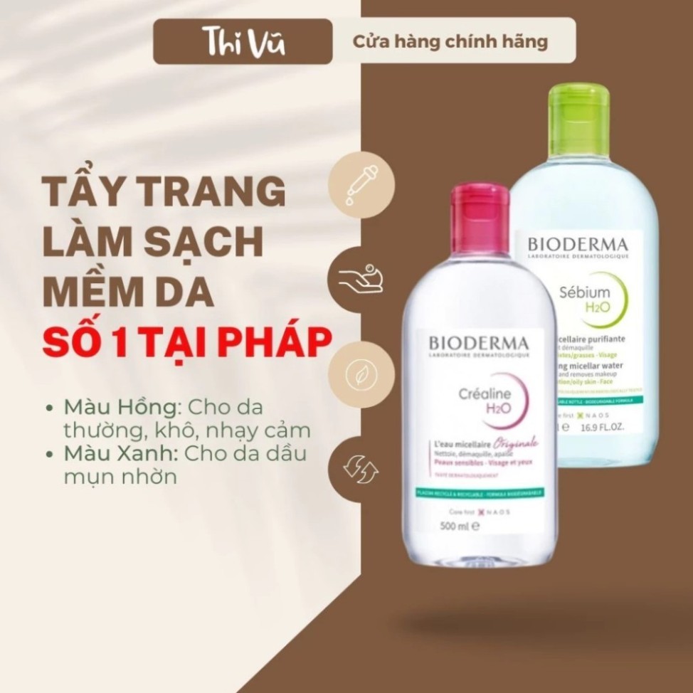 Nước Tẩy trang Bioderma Sensibio + Sebium H2O Sạch Sâu, Dịu Nhẹ Cho Da Nhạy Cảm, Da Dầu 100ml 500ml Sola Shop