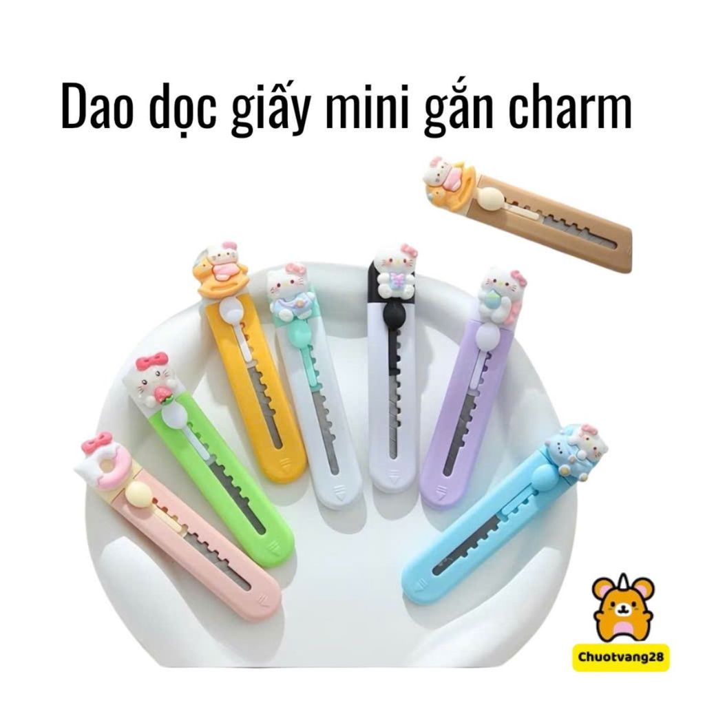 Bút Dao Dọc Giấy Mini Gắn Charm (Mẫu Hoạt Hình Dễ Thương) – Dao Mở Hàng/Bóc Thư Trong Suốt