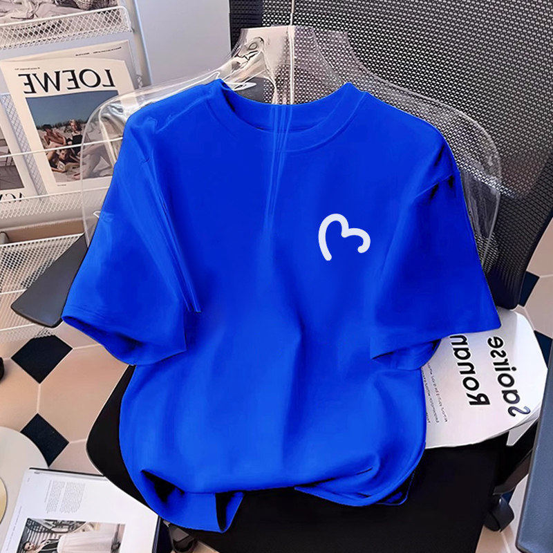 áo thun nữ form rộng Mùa hè giản dị phụ nữ tay áo ngắn áo phông tình yêu in unisex 100% cotton - Local Brand