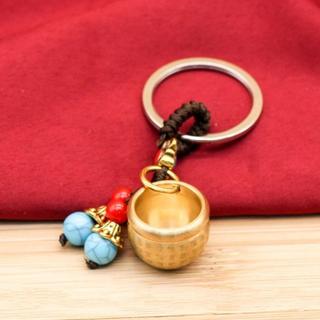 Móc Khóa Đồng Thau ,Bát Tụ Bảo Mini Kèm Dây 2 Hạt Thu Hút Sự Giàu Có Ý Nghĩa Phong Thủy
