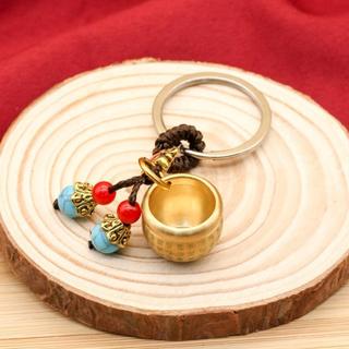 Móc Khóa Đồng Thau ,Bát Tụ Bảo Mini Kèm Dây 2 Hạt Thu Hút Sự Giàu Có Ý Nghĩa Phong Thủy