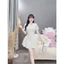 Đầm tiểu thư thời trang Nữ sang chảnh chất ren tay ngắn cổ tròn đính nơ bo eo nhẹ nhàng váy ngắn xòe nữ tính