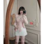 Set váy thời trang nữ chất thun gân kèm áo khóac ngoài kín đáo phối chân váy trắng tuyết mưa trẻ trung năng động
