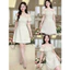 Đầm thời trang Nữ siêu nhẹ nhàng cuốn hút chất rubi hàn trễ vai tay ngắn bồng form ngắn xòe đính phụ kiện dễ thương