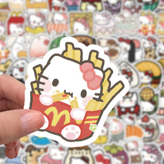 100 Chiếc Hoạt Hình Thực Phẩm Hello Kitty Graffiti Dán Cho Hành Lý Ốp Lưng Điện Thoại Laptop Notebook Đề Can Trẻ Em Tặng