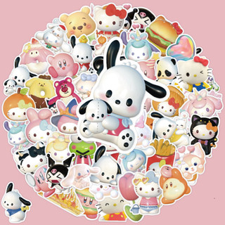Bộ 60 Miếng Dán 3d Hình sanrio hellokitty mymelody cinnamoroll pochacco Cho laptop / Điện Thoại / notebook